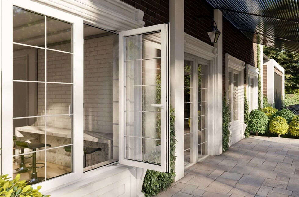 Buitendraaiende ramen met roeden in landelijke stijl