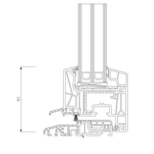 Schüco Living 82 MD Balkontürschwelle 20mm Classic 83mm - 9431