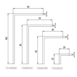 Winkelprofile aus Kunststoff 73100060, 73080050, 73060040, 73020020