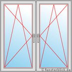 2-vleugelig raam draai-kiep / draai-kiep – technische tekening