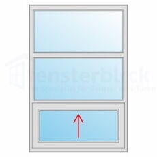 Raamtype verticaal schuifraam 3-delig met één schuifelement