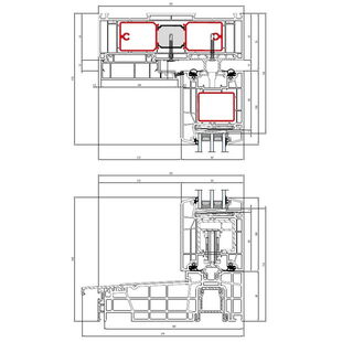 Aluplast HST 85 Schiebeflügel mit Schwelle Thermostep - Vertikal