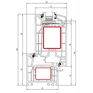 Aluplast IDEAL 4000 Tür innen öffnend Classic-Line 147mm 140x02 140x33