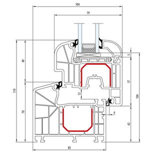 Aluplast IDEAL 4000 85mm Fenster Round-Line 119mm - 140x00 - 140x22