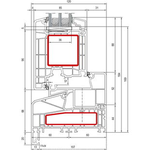 Aluplast IDEAL 7000 NL Tür außen öffnend - 170x54 - 170x58 - 170x35