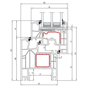 Aluplast IDEAL 8000 Fenster Classic-Line 139mm - 180x04 - 180x20