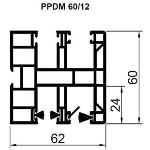 Aufsatzrollladen Führungsschiene PPDM 60mm mit Insektenschutz