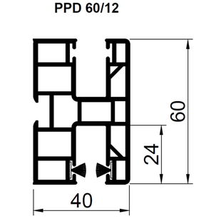 Aufsatzrollladen Führungsschiene PPD 60mm zweiseitig