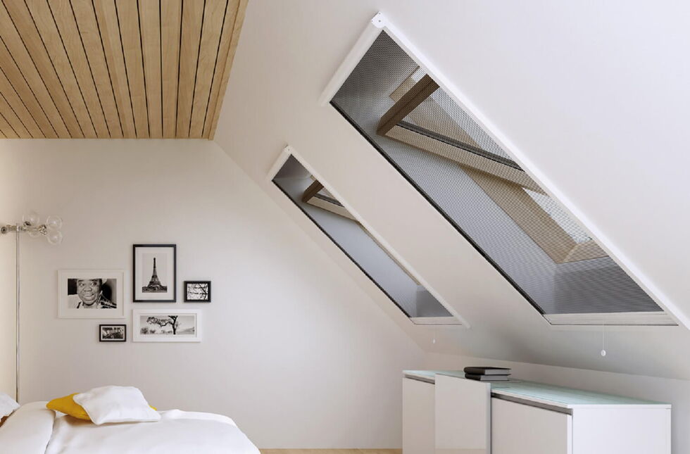 Insektenschutz Rollo MZH Weiß für Dachfenster von Innen