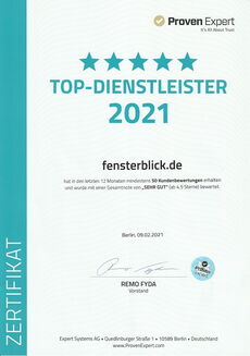 ProvenExpert klantbeoordelingen-keurmerk Fensterblick 2021