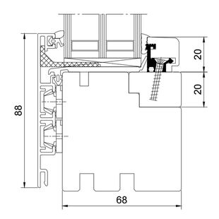 Drutex Duoline 68 Festverglasung oben
