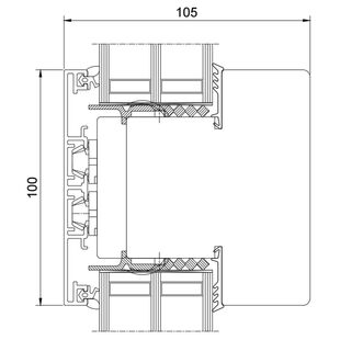 Drutex Duoline 78 Pfosten Glasteilende Kämpfer-Sprosse 100mm