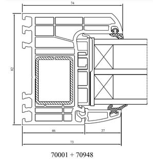 Drutex Iglo Energy Festverglasung 74mm Detailzeichnung