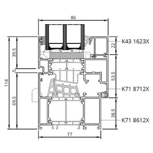 Drutex MB-86SI Balkontür mit Blendrahmen Detailansicht