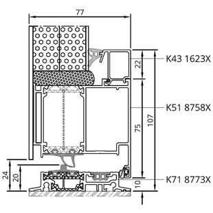 MB-86Si Tür nach innen mit Aufsatzfüllung einseitig Schwelle