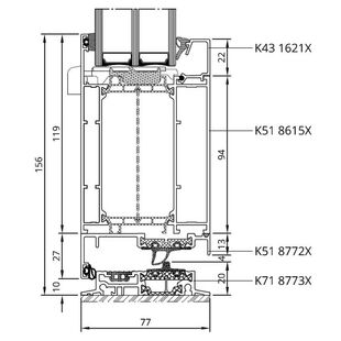 Drutex MB-86SI Tür nach außen Schwelle Detailzeichnung
