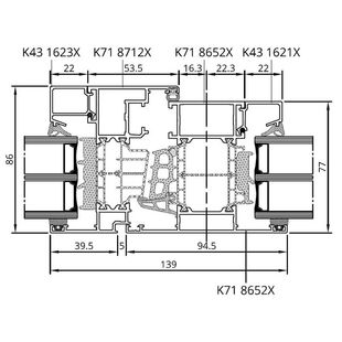 Drutex MB-86SI Pfosten Dreh-Kipp/Fest Detailzeichnung
