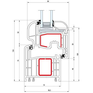 Gealan S 8000 Fenster Round-Line 124mm Flügel 5-Kammer - 8010 - 8068