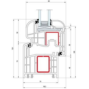 Gealan S 8000 Fenster Round-Line 124mm Flügel 6-Kammer - 8010 - 8096