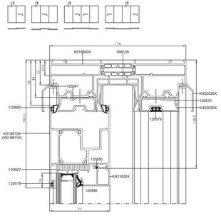 Aluprof MB-77 HS Tür Rahmen mit Fest Flügel oben Detail