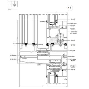 Aluprof MB-77 HS Tür Kopplung mit Fenster Detailansicht