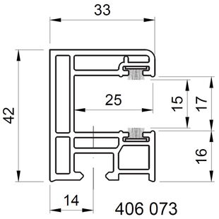 Salamander Einseitige Führungsschiene 33mmfür Aufsatzrollladen Detailzeichnung