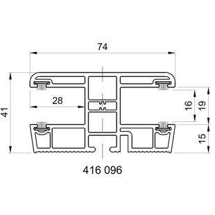 Salamander Beidseitige Führungsschiene 74mm für Aufsatzrollladen Detailzeichnung