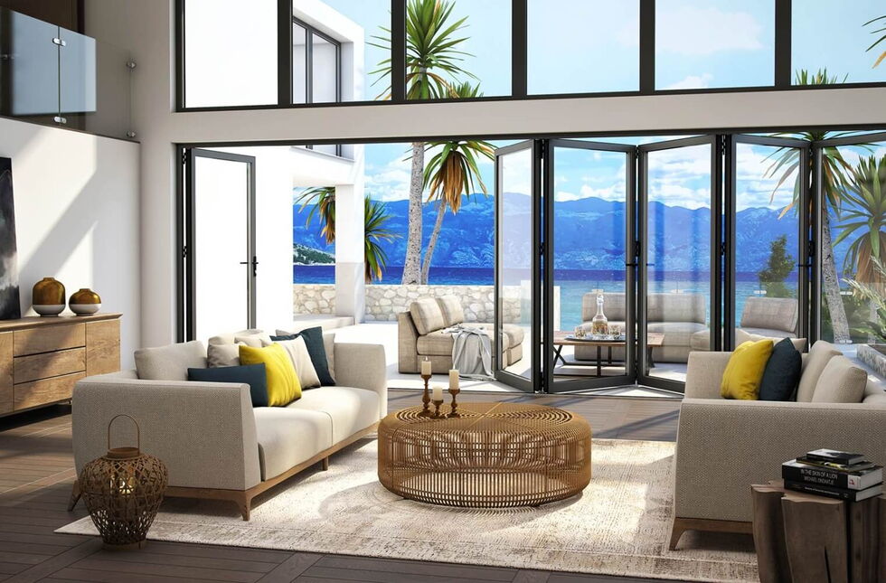 Aluminium Terrassentür mit Rollladen in Anthrazit