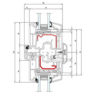 Aluplast IDEAL 4000 Stulp 32mm Fenster Classic-Line 77mm 140x76-140x20