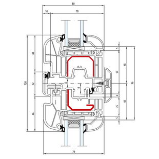 Aluplast IDEAL 4000 Stulp 32mm Fenster Round-Line 77mm 140x82-140x22