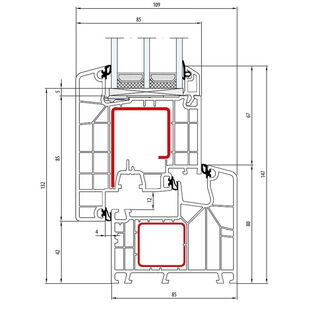 Aluplast IDEAL 8000 Tür außen öffnend Classic-Line 147mm - 180x05 - 180x31