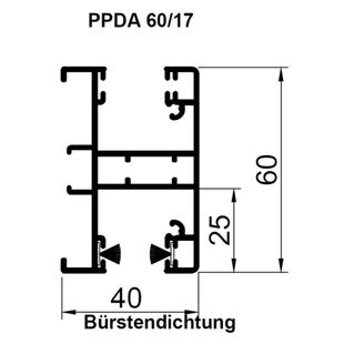 Aufsatzrollladen Führungsschiene PPDA 60mm