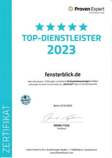 ProvenExpert klantbeoordelingen-keurmerk Fensterblick 2023