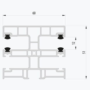 Aufsatzrollladen Führungsschiene Decco 1622 - 60mm beidseitig