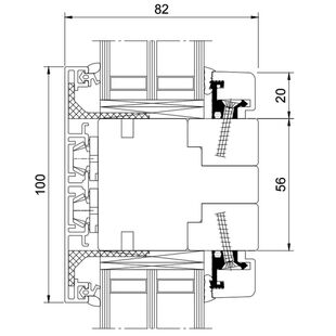 Drutex Duoline 68 Pfosten Glasteilende Kämpfer-Sprosse 100mm Festverglasung