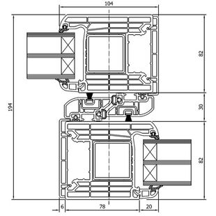 Drutex Iglo HS Tür 1flg Schiebeflügel und Fest Flügel Detail