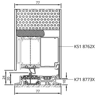 MB-86Si Tür nach innen mit Aufsatzfüllung Schwelle Detail