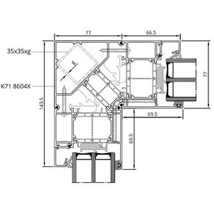 Drutex MB-86SI Eckprofil 90° innen Detailansicht