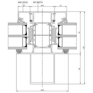Drutex MB-86SI Kämpfer und Pfosten statisch außen Detail