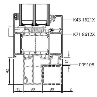 Drutex MB-86SI Festverglasung Anschlussprofil Detail