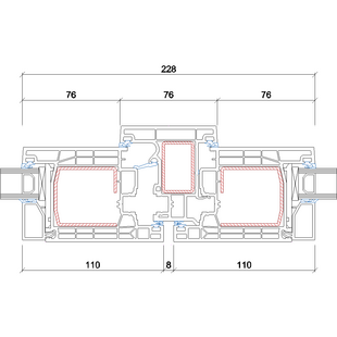 Gealan Linear Stulp 74mm Terassentür innen öffnend- 7060-7082