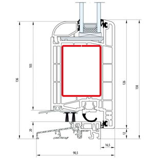 Gealan S 8000 Türschwelle 20mm außen öffnend - 8042