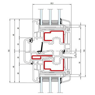 Gealan S 9000 Stulp 56mm Fenster Classic-Line 74mm mit STV - 6020 - 6079