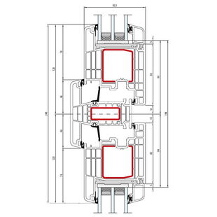 Gealan S 9000 Pfosten 92mm Terrassentür innen öffnend Classic-Line - 6050 - 6017