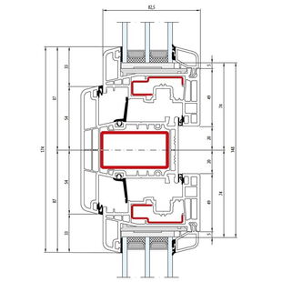 Gealan S 9000 Pfosten 108mm Fenster Classic-Line 67mm Lumaxx Flügel mit STV - 6054 - 6055