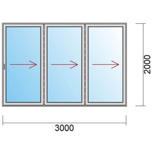 3-vleugelige vouwschuifdeur 3000x2000