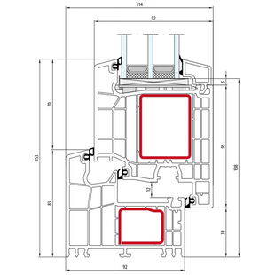 Salamander bluEvolution 92 Terassentür innen öffnend Classic-Line 153mm - 170 820 - 171 030