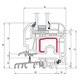 Streamline 76 Balkontürschwelle 20mm Round-Line 80mm - 251 221