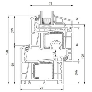 Kunststof kozijnen Streamline-76 Classic profieldoorsnede