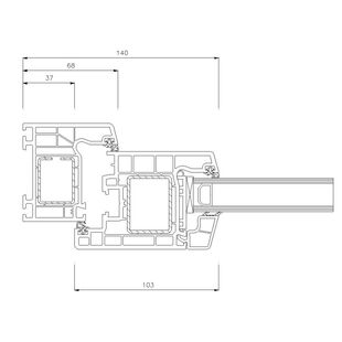 Schüco CT-70 AS Terassentür innen öffnend mit Blendrahmen Classic - 8865-9943